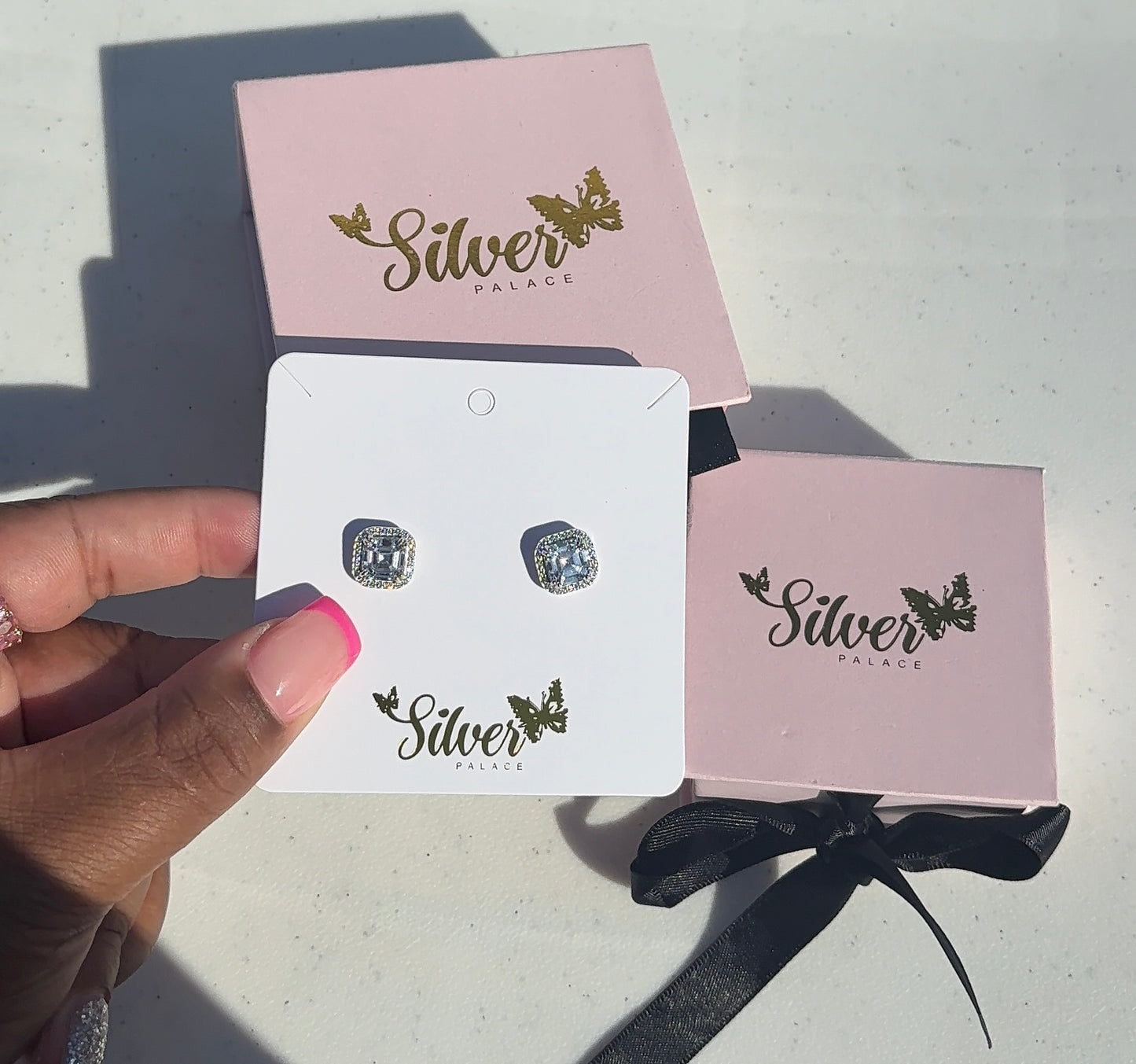 Emerald Halo Stud Earrings