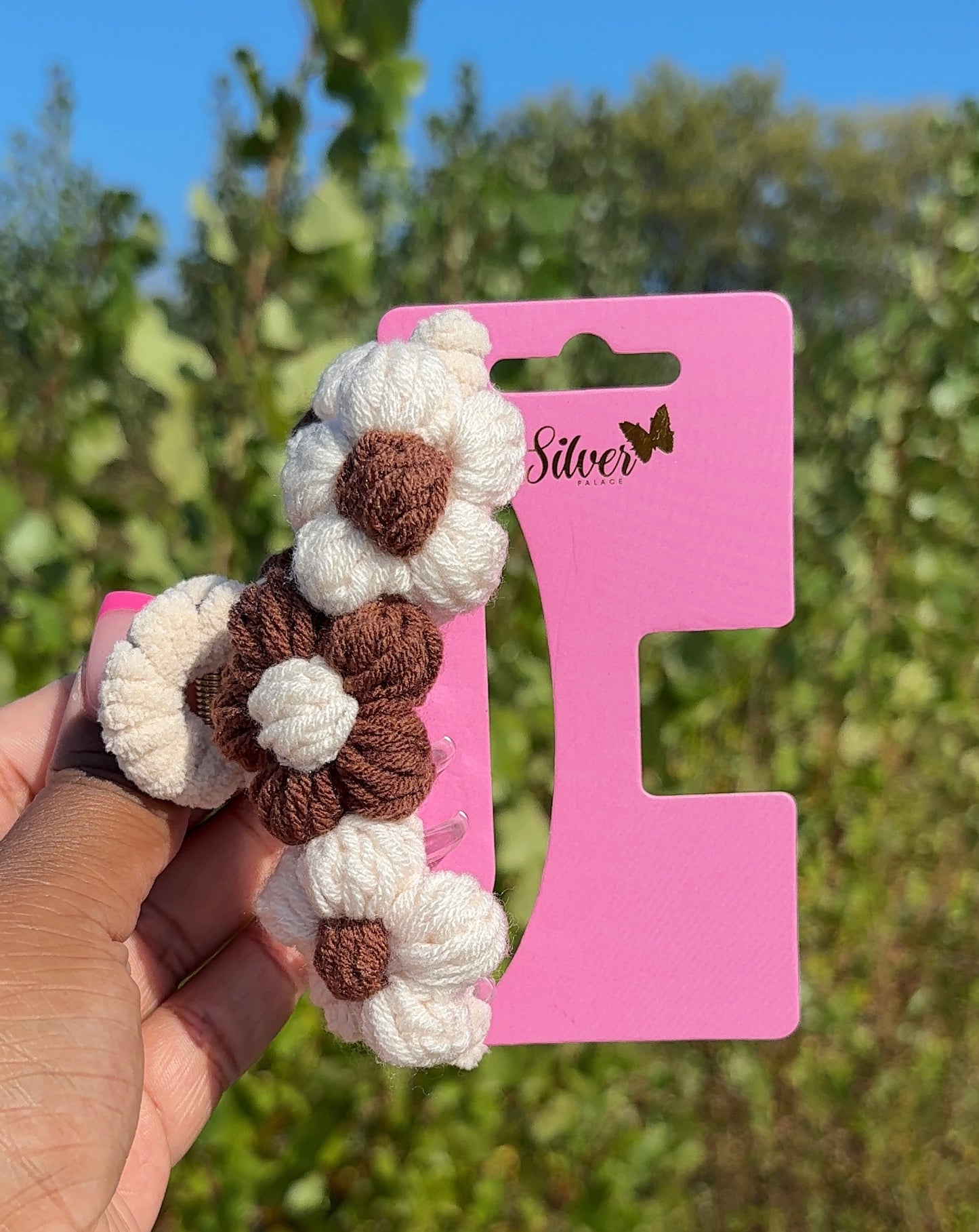 Crotchet Flower Hair Claw Clips