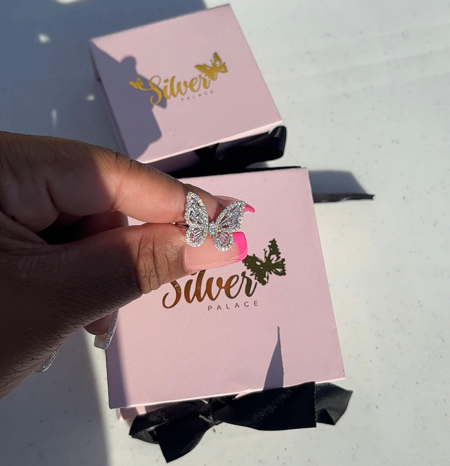 Adjustable š¦ Butterfly Iced Ring š¦