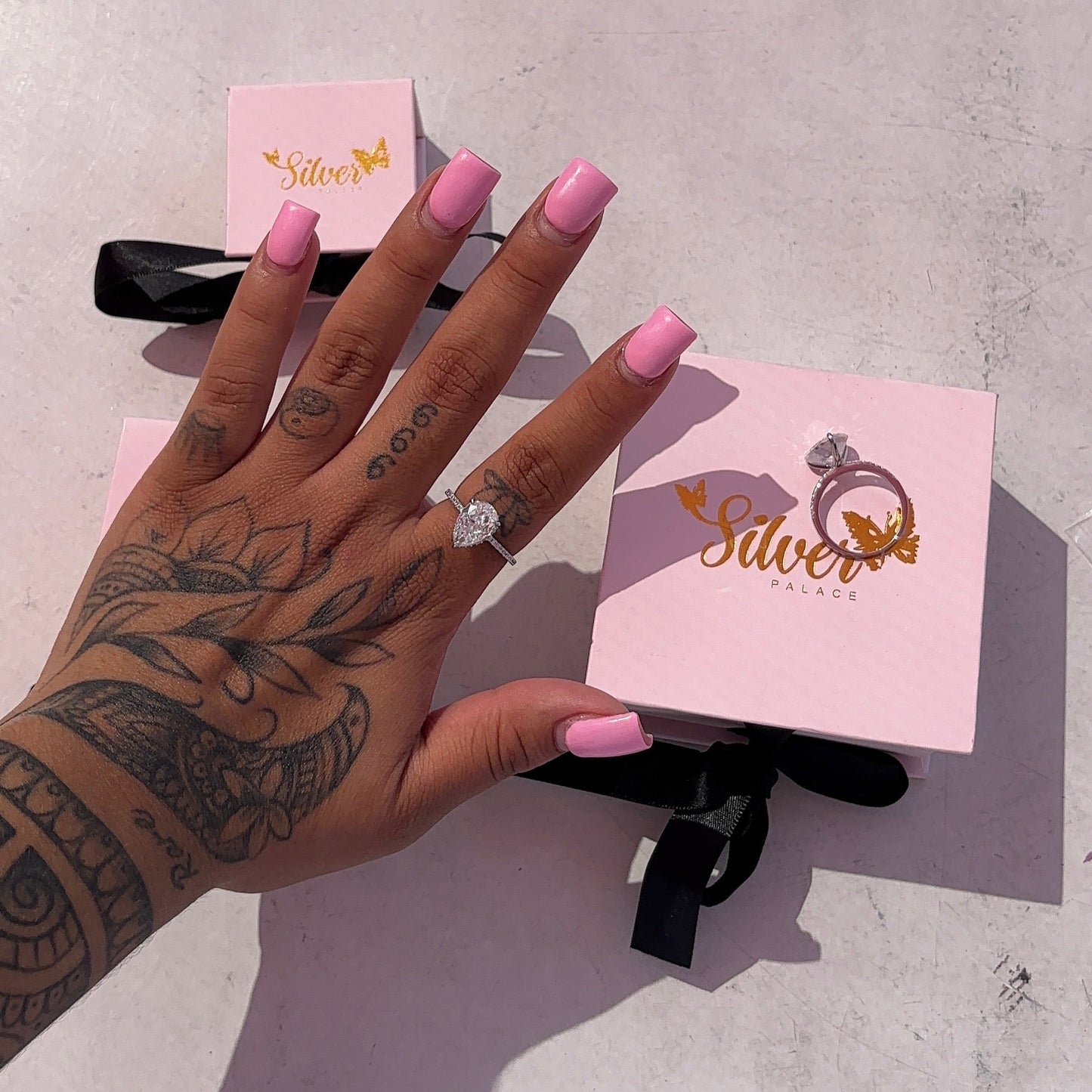 Diamond tear drop ring