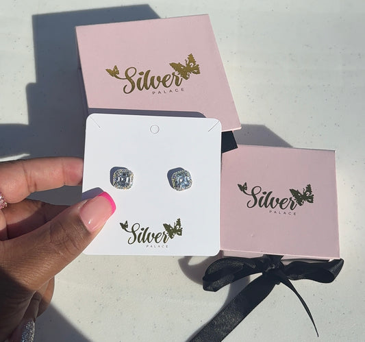 Emerald Halo Stud Earrings