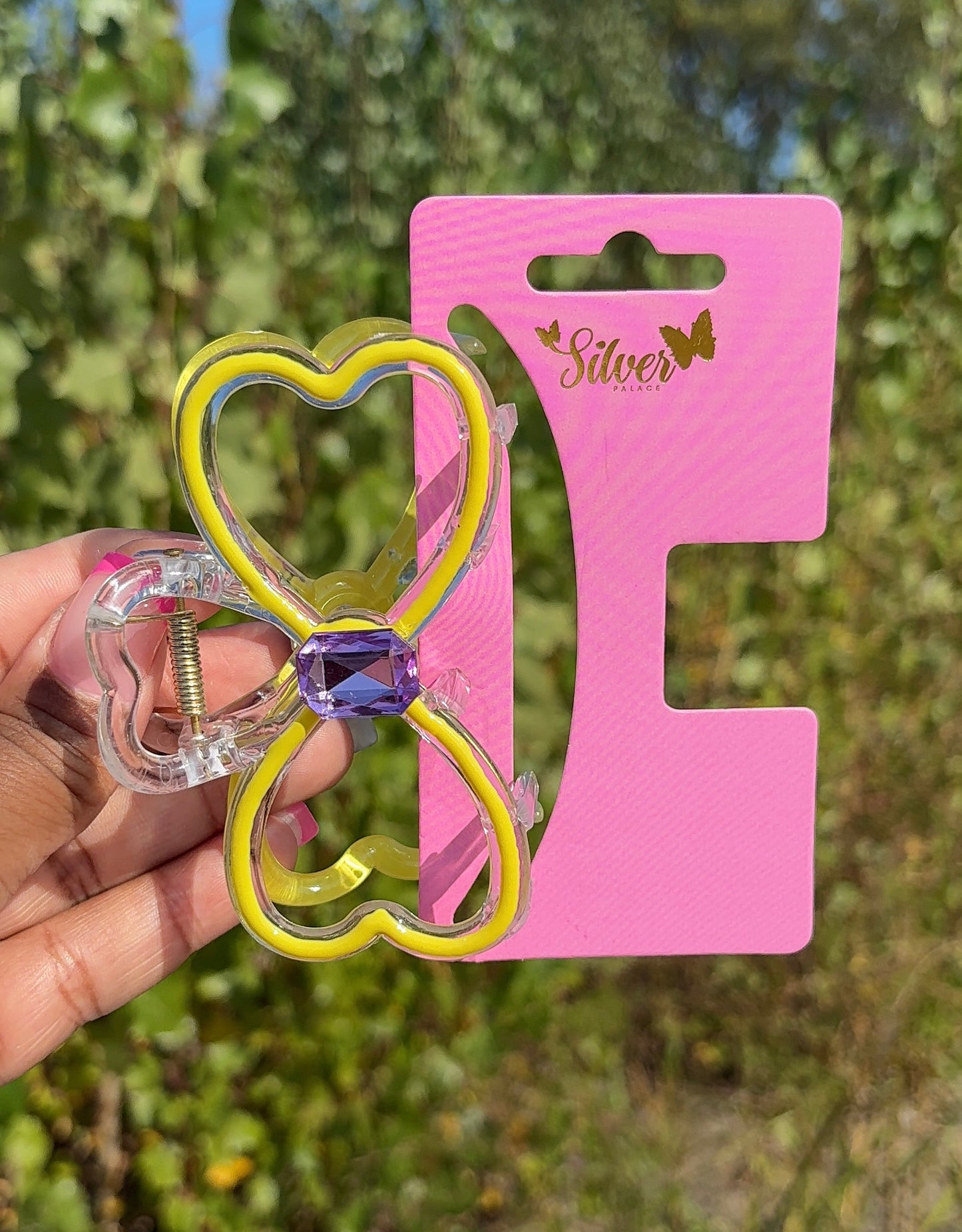 Gem Heart Hair Claw Clips