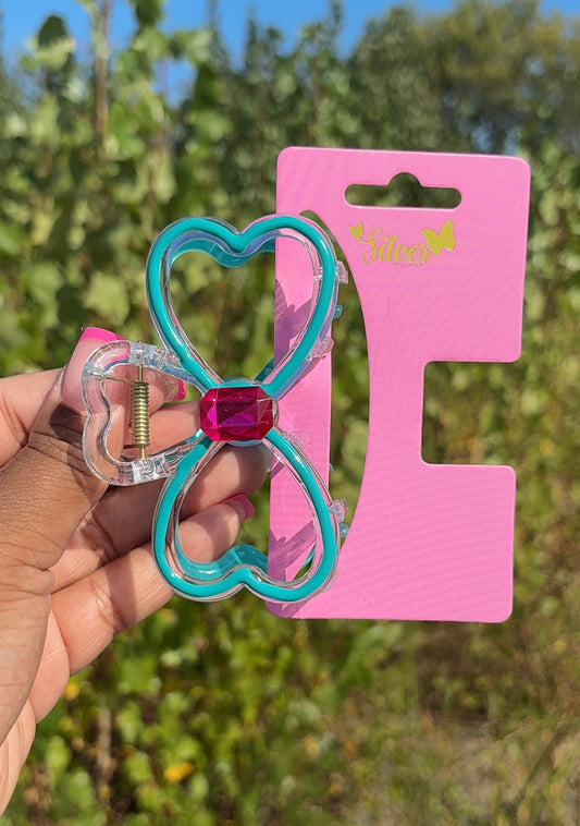 Gem Heart Hair Claw Clips