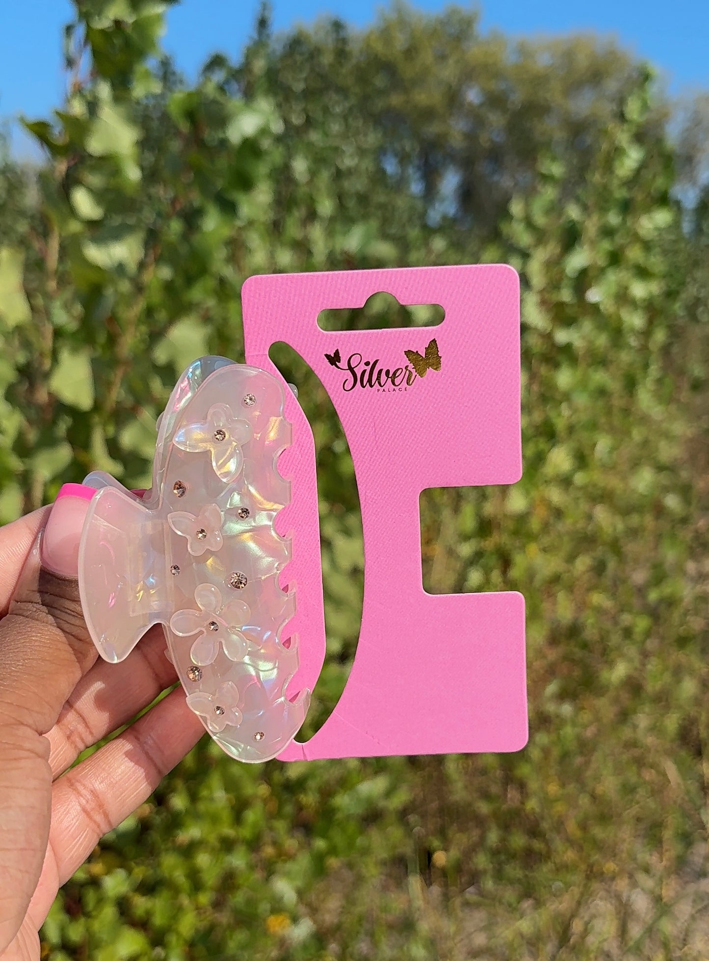 ✨ Floral Rhinestone Hair Claw Clip