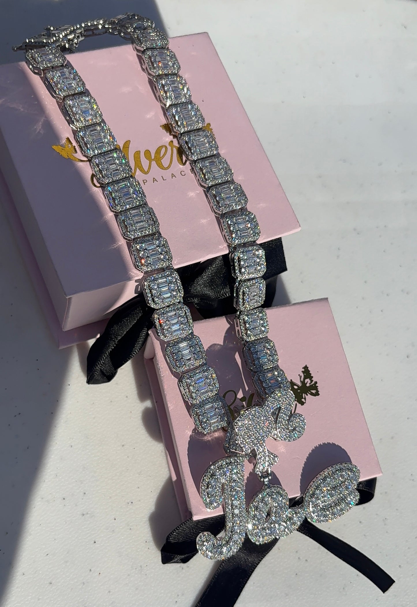 💎 Iced Baguette Cuban Necklace with Custom Name Pendant 💎