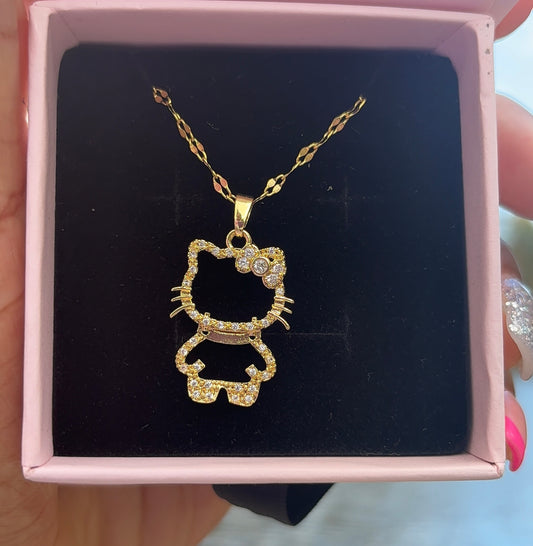 ✨Crystal Kitty Outline Necklace ✨