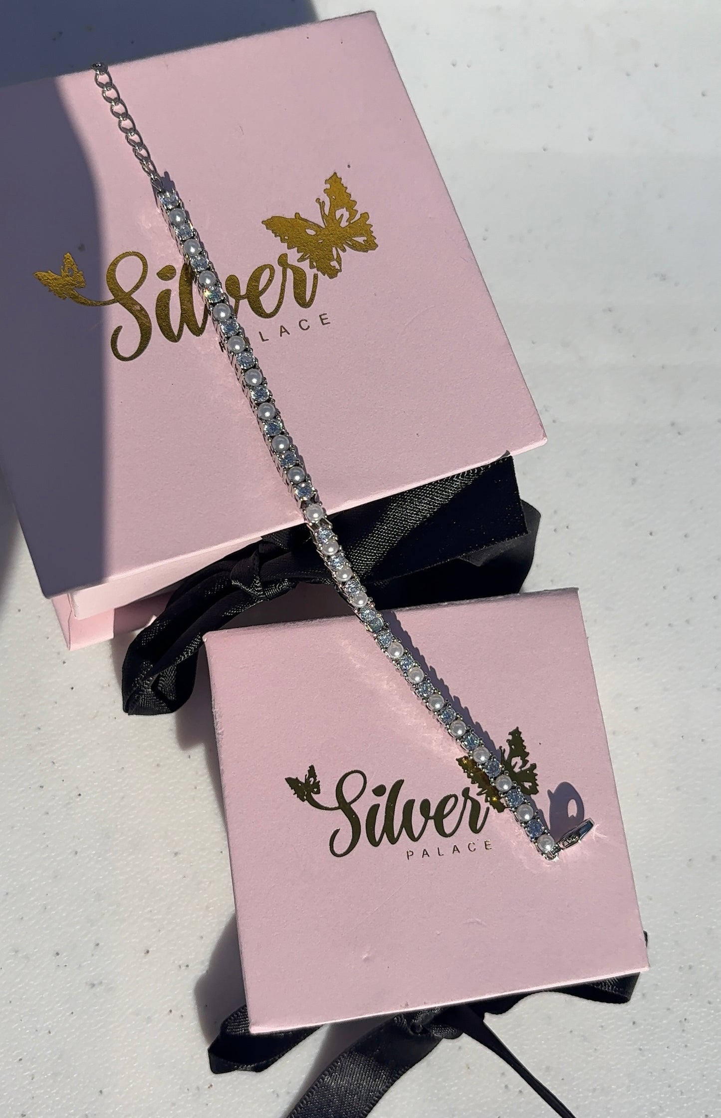 🤍 Pearl & Diamond Tennis Bracelet 🤍