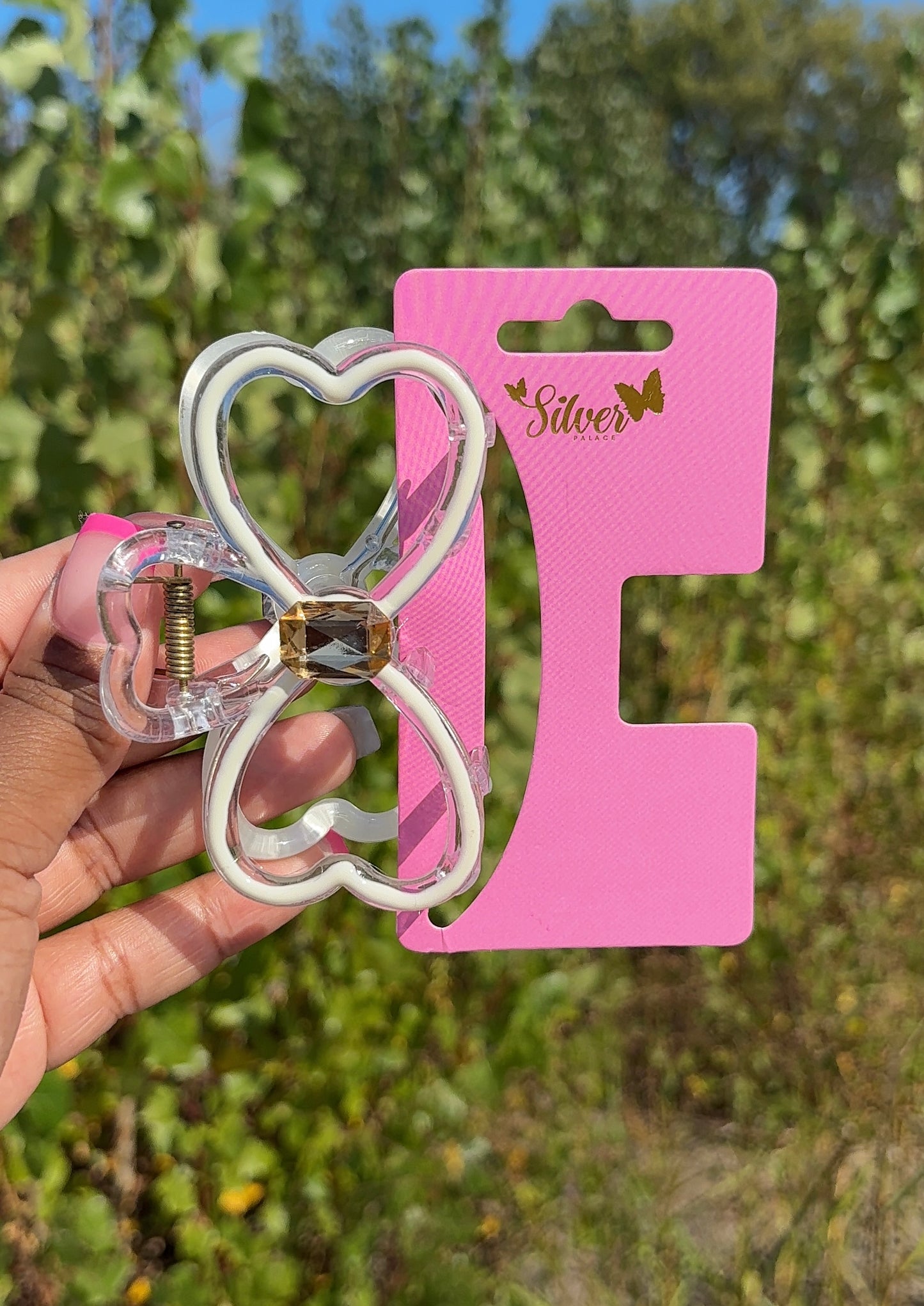 Gem Heart Hair Claw Clips