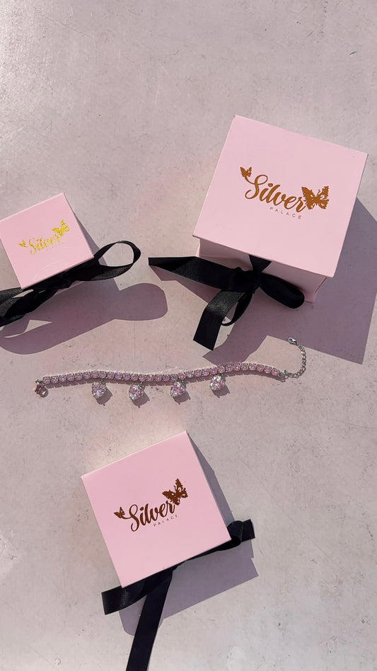 Hanging hearts diamond bracelet