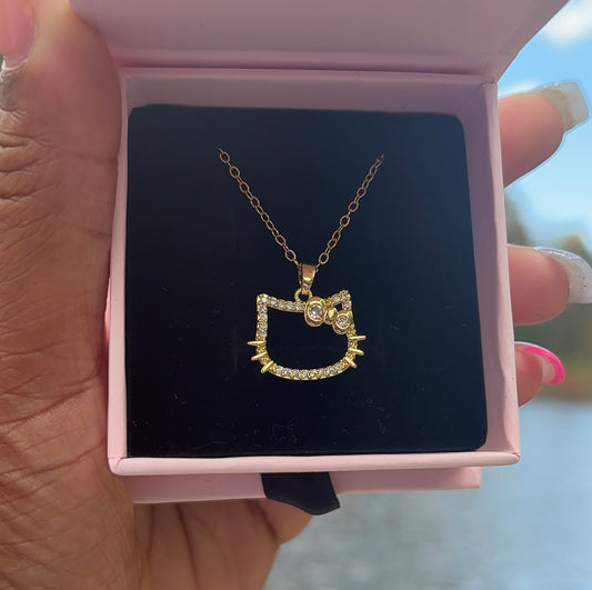✨ Gold Crystal Kitty Face Necklace ✨