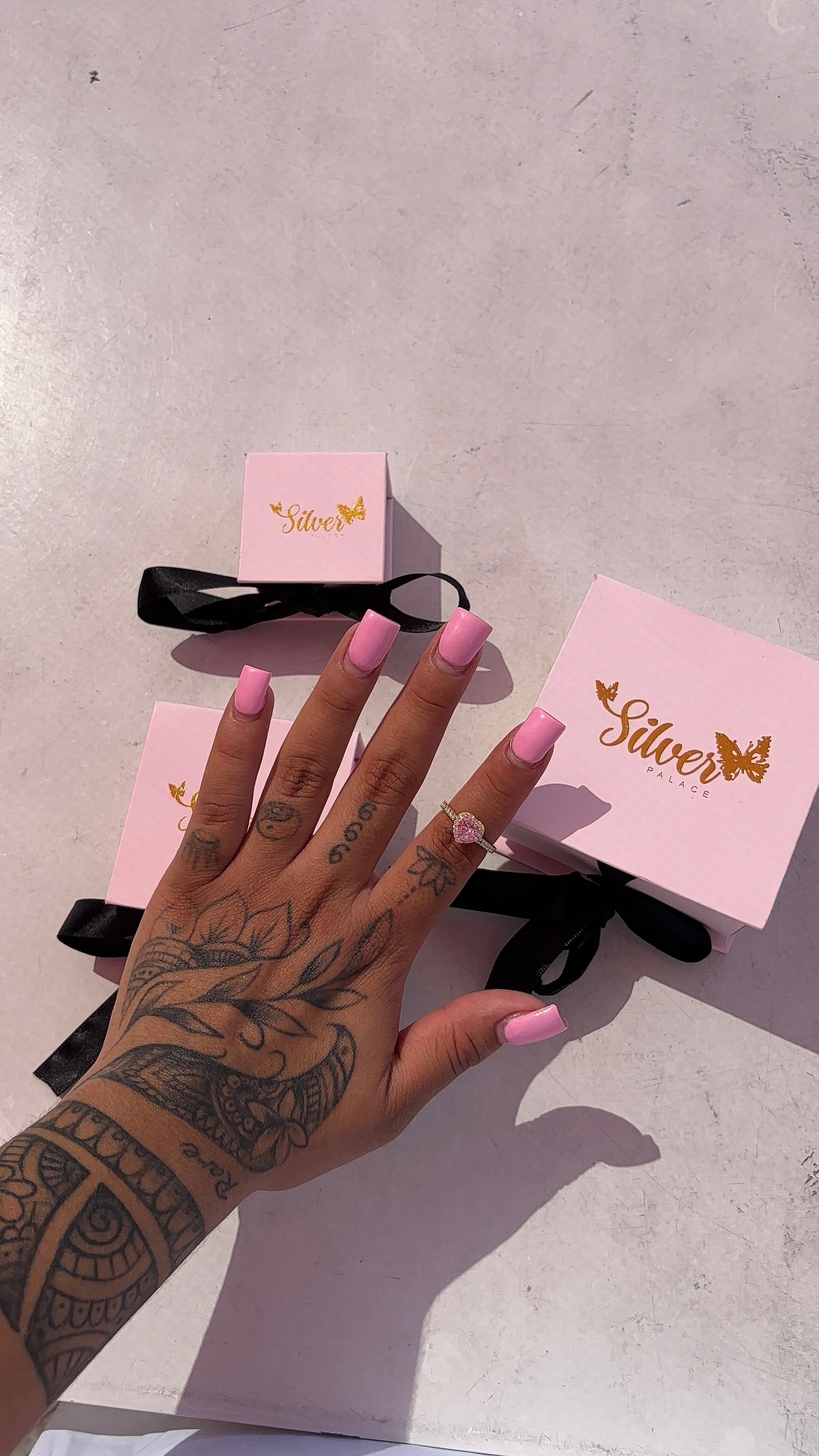 Pink & Gold heart ring
