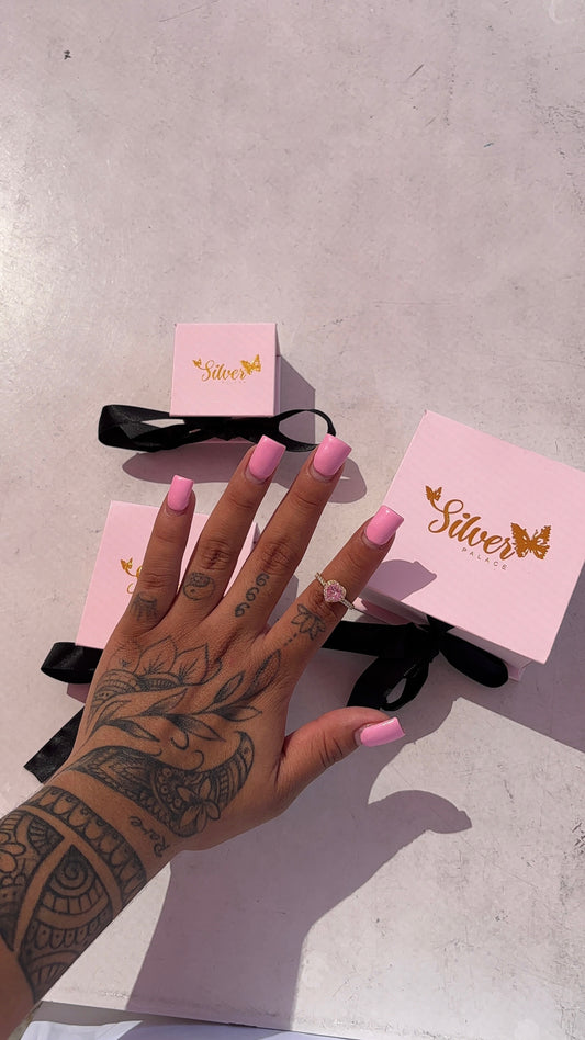 Pink & Gold heart ring