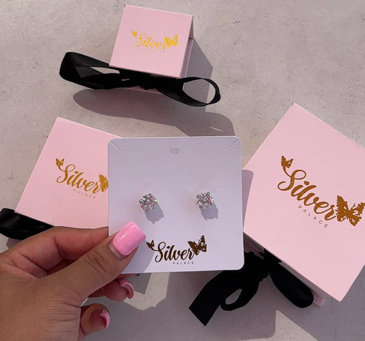 Pink-silver diamond earrings